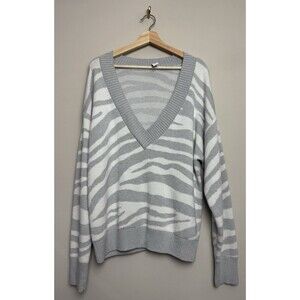 Varley Womens Calvert Sweater Size Small Grey White Zebra Wool Blend